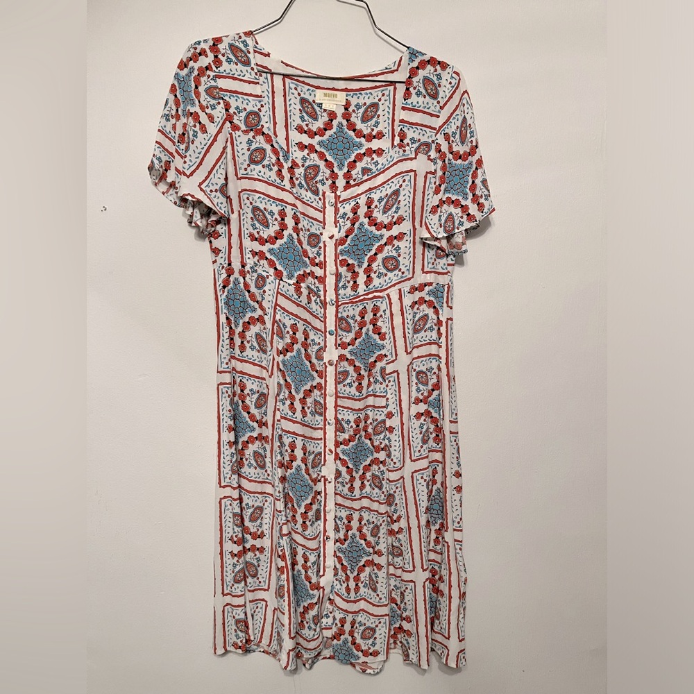 Super cute anthro dress, size 14, Portuguese tile print